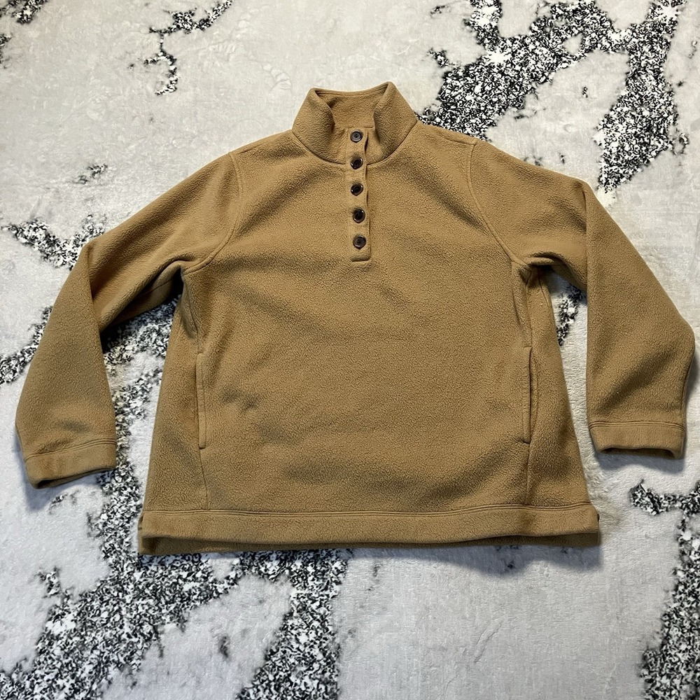 J Crew Sweater Womens Sz L‎ fleece pullover in a light brown or taupe color
